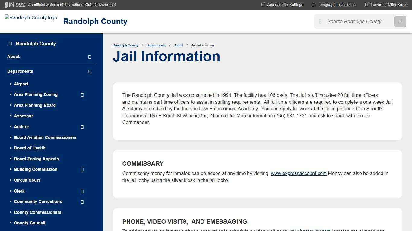 Randolph County: Jail Information